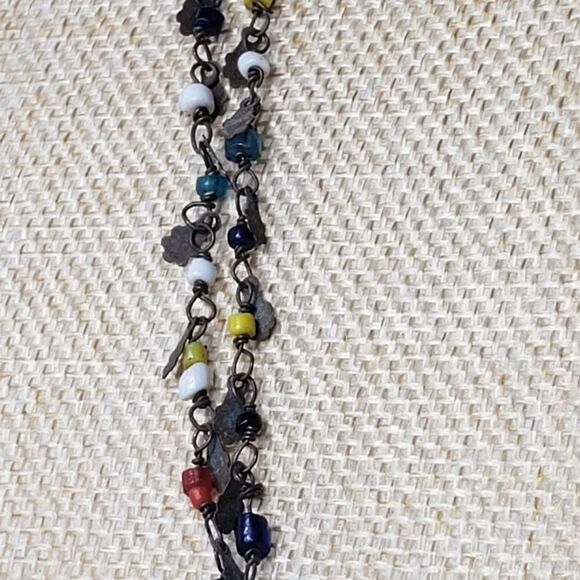 VINTAGE Bronze and Seed Bead Delicate Single Strand Necklace - Picture 5 of 8